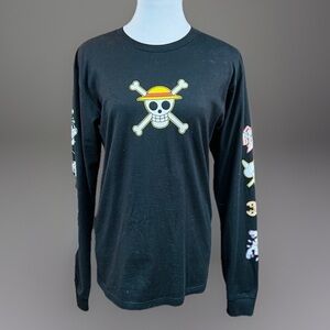 One piece size, small black, skull cross bones graphics, long sleeve T-s…